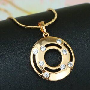"Rose Gold Circular Pendant with Crystals, XPPT1205